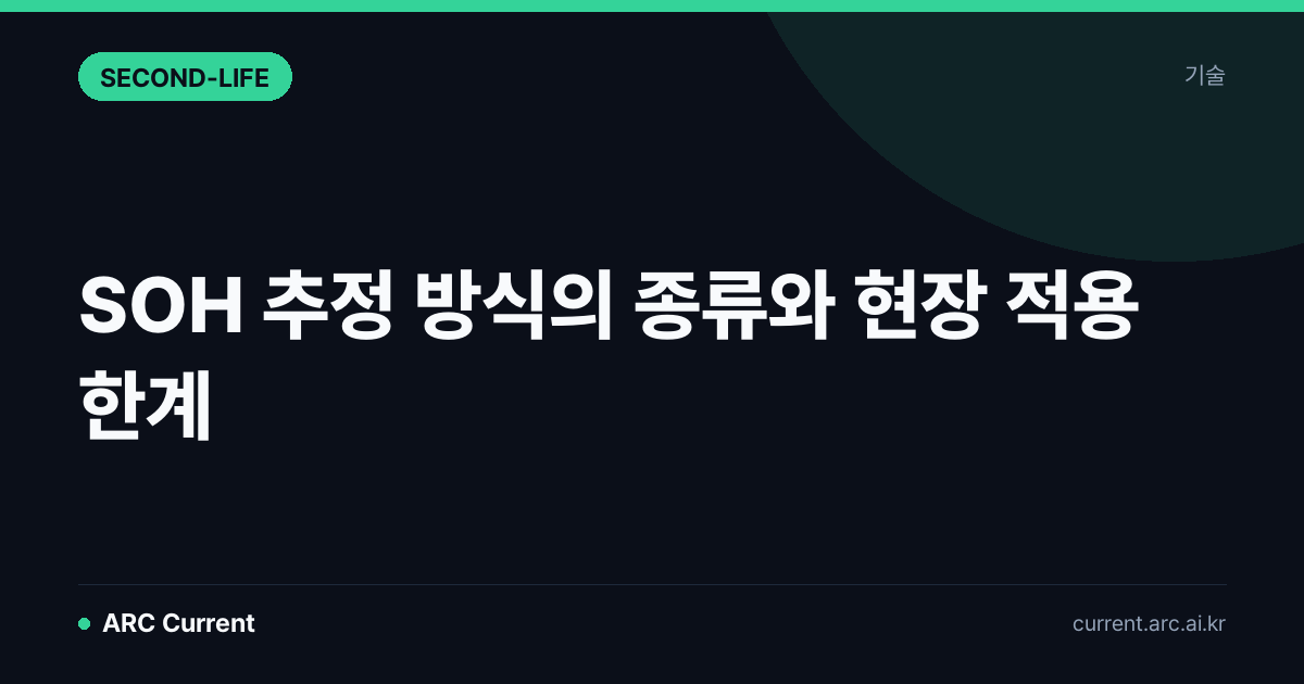 SOH 추정 방식의 종류와 현장 적용 한계